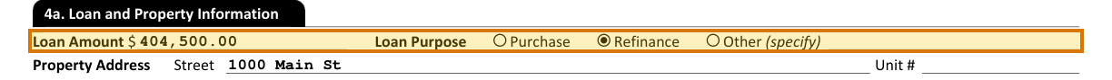 The region of the sample Uniform Residential Loan Application containing Loan amount, with the extracted value outlined
