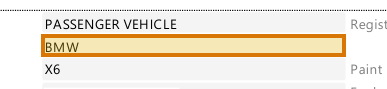 The region of the sample Vehicle Inspection Report containing Manufacturer, with the extracted value outlined