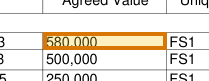 The region of the sample Vehicle Schedule containing Agreed value, with the extracted value outlined