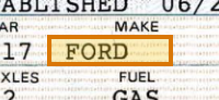 The region of the sample Vehicle Title containing Make, with the extracted value outlined