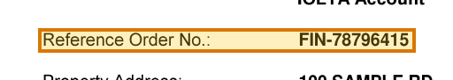 The region of the sample Wire Instructions containing Reference order number, with the extracted value outlined