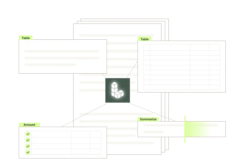Structured data extraction with table and summary outputs
