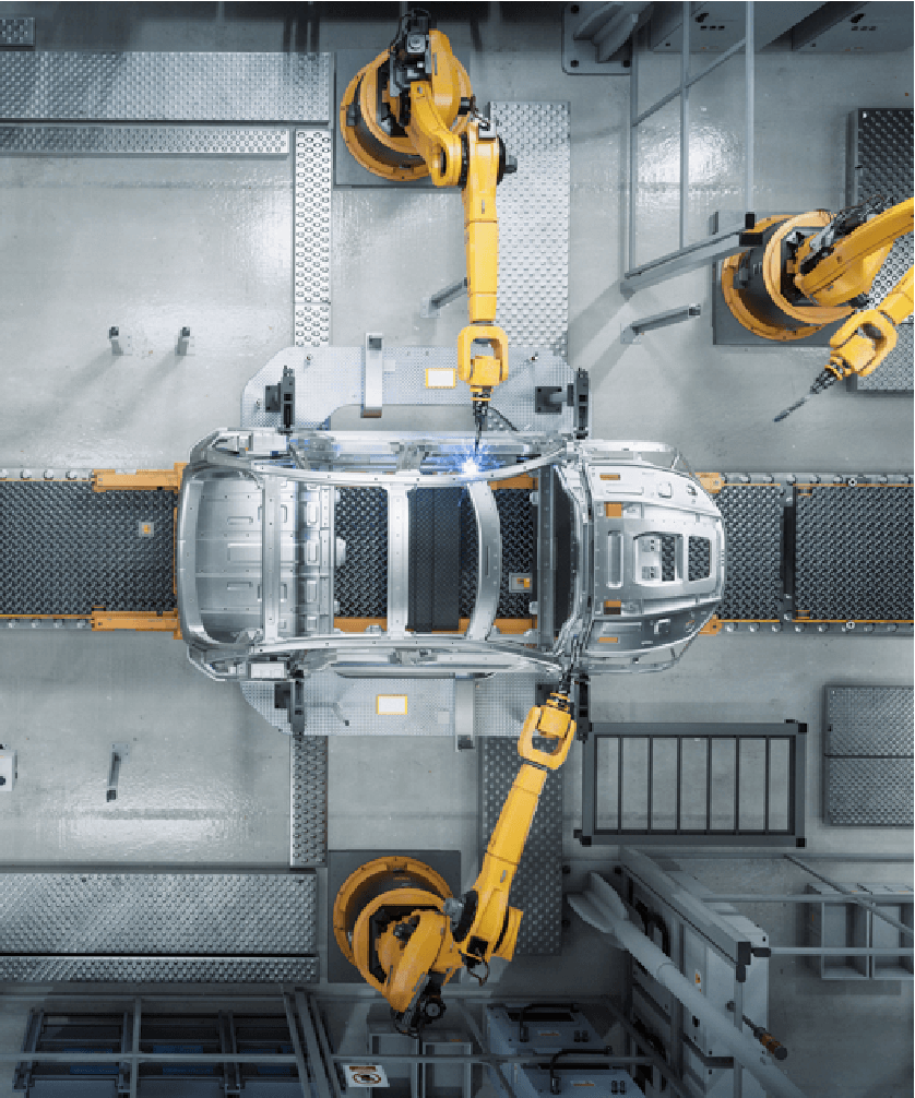 Image of robots building a car