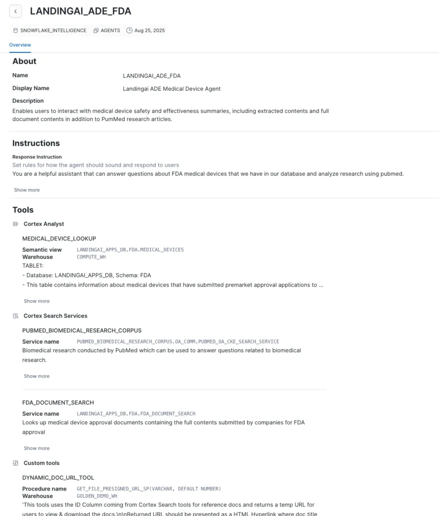 Cortex Agent Setup in Snowflake UI